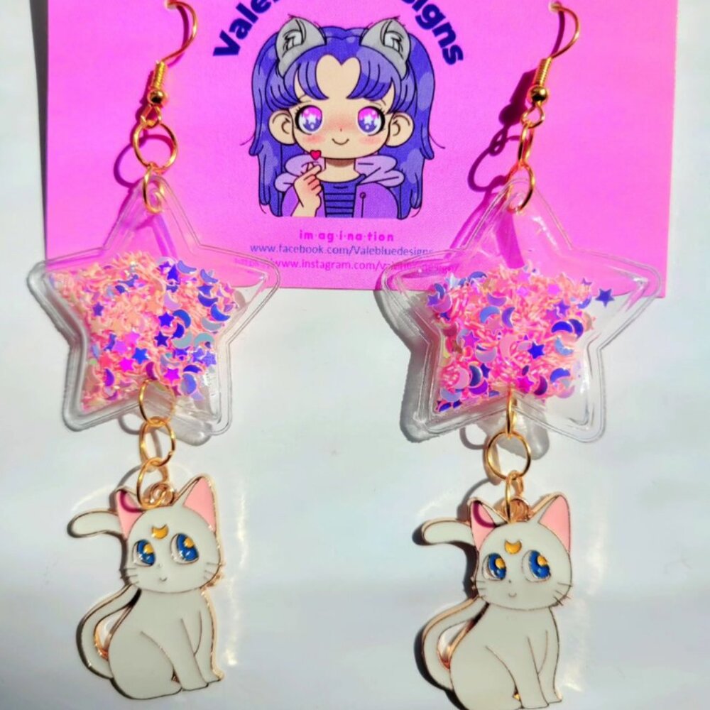 Inspired anime Artemis and luna celestial star shaker earrings